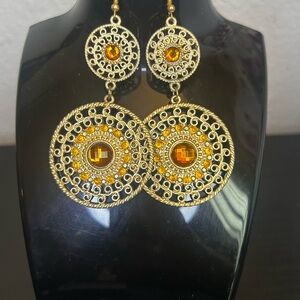 Elegant Gold and Amber Earrings